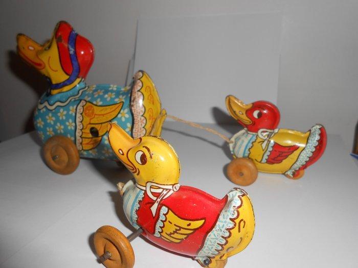 Wyandotte Toys Made In USA - Moeder eend met haar kuikens -, Antiek en Kunst, Antiek | Speelgoed
