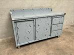 RVS Horeca Werkbank met Schuifdeuren en 3 laden 150 cm, Ophalen of Verzenden, Nieuw in verpakking, Inox Meubilair