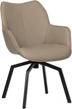 Taupe leren  draaibare eetkamerstoel - Toledo Leer Khaki, Huis en Inrichting, Stoelen, Overige kleuren, Nieuw, Leer, Ophalen of Verzenden