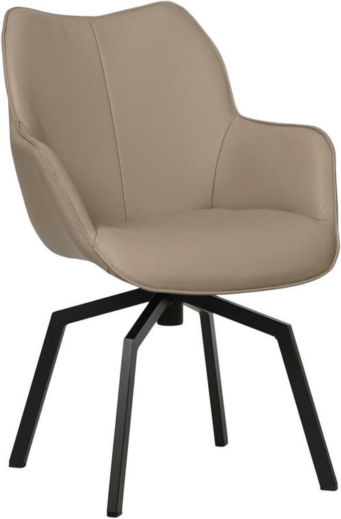 Taupe leren  draaibare eetkamerstoel - Toledo Leer Khaki, Huis en Inrichting, Stoelen, Overige kleuren, Nieuw, Leer, Ophalen of Verzenden