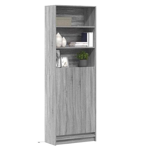 vidaXL Hoge kast met LED 69x32,5x200 cm bewerkt hout grijs, Huis en Inrichting, Kasten | Dressoirs, Nieuw, Verzenden