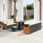 vidaXL 10-delige tuinset met kussens - zwart poly rattan en, Tuin en Terras, Verzenden, Nieuw