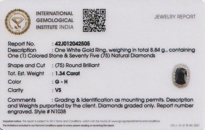 Cocktailring - 14 karaat Witgoud - 7.71ct. tw. Spinel -, Handtassen en Accessoires, Antieke sieraden