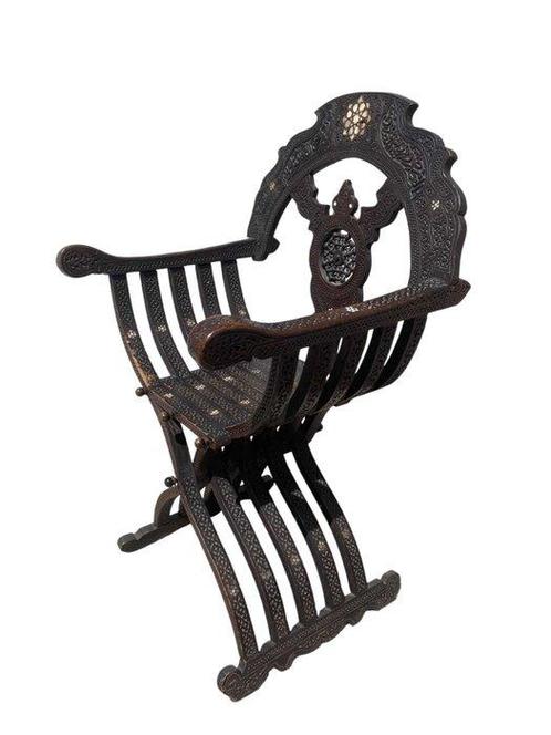 Poltrona - Klapstoel - Gebeitst hout, Antiek en Kunst, Antiek | Meubels | Stoelen en Sofa's