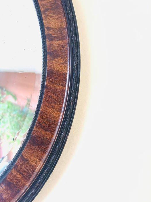 Wandspiegel - Glas, Hout - Facet geslepen spiegel, Antiek en Kunst, Curiosa en Brocante