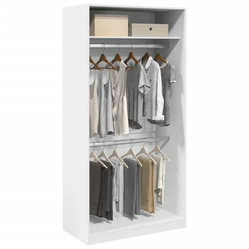vidaXL Kledingkast 100x50x200 cm bewerkt hout wit, Huis en Inrichting, Kasten | Kleerkasten, Nieuw, Verzenden