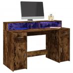 vidaXL Bureau met LED-verlichting 140x55x91 cm hout gerookt, Huis en Inrichting, Bureaus, Verzenden, Nieuw