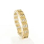 Gouden fantasie/tank schakel armband | 17,5 cm, Ophalen of Verzenden, Gebruikt, Overige kleuren, Goud