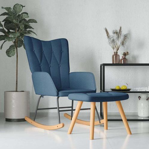 vidaXL Schommelstoel met voetenbank stof blauw, Huis en Inrichting, Stoelen, Nieuw, Verzenden