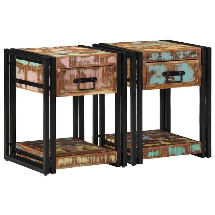 vidaXL Nachtkastje met lade 2 pcs Multikleur 40 x 40 x 50 cm, Huis en Inrichting, Slaapkamer | Nachtkastjes, Nieuw, Verzenden