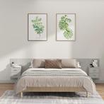 vidaXL Hoofdbord met kastjes bewerkt hout betongrijs, Verzenden, Nieuw