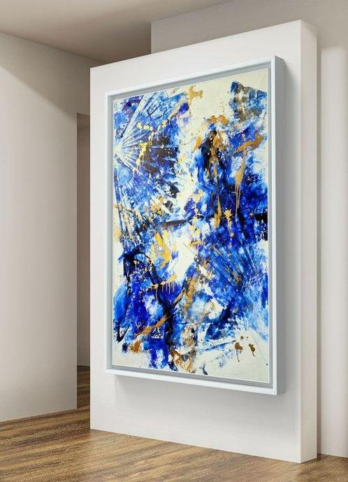 Irena Lenartowicz - Blue&Gold Composition - XXL, Antiek en Kunst, Kunst | Schilderijen | Modern