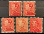 België 1936 - Poortman 20 fr - Volledige set nuances, Postzegels en Munten, Gestempeld