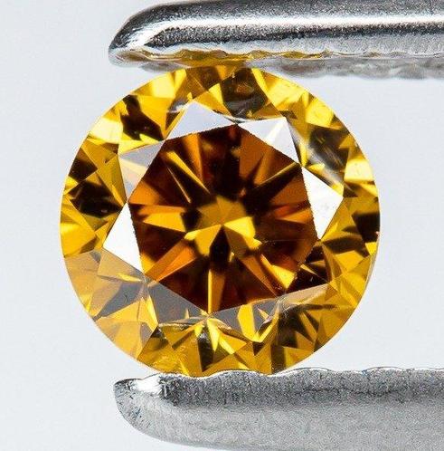 ② Diamant - 0.24 ct - Natural Fancy Vivid Yellowish Orange