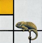 Jos Verheugen - Free after Mondrian, with chameleon (M808), Antiquités & Art, Art | Peinture | Moderne