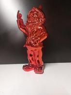 Beeld, naughty red  gnome with middle finger - 30 cm -