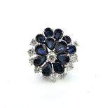 Ring - 18 karaat Witgoud Saffier - Diamant, Handtassen en Accessoires, Nieuw
