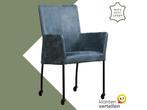 Leren eetkamerstoel Comfort met wieltjes en armleuning, Huis en Inrichting, Stoelen, Nieuw, Leer, Ophalen of Verzenden, Eén