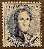 België 1863 - Leopold I Medaillon 20 centimes - Blauw -, Postzegels en Munten, Gestempeld