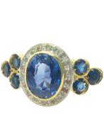 Zonder minimumprijs - Ring - 9 kt. Zilver, Geel goud Saffier, Handtassen en Accessoires, Ringen, Nieuw