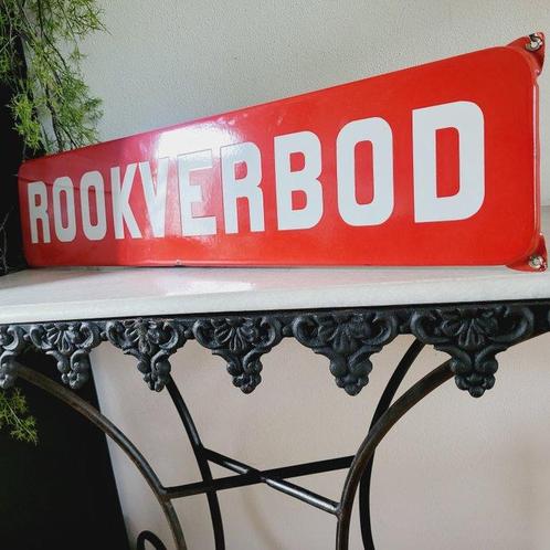 Groot Emaille Bord, Rookverbod, 1950 - Enseigne, Antiek en Kunst, Antiek | Wandborden en Tegels