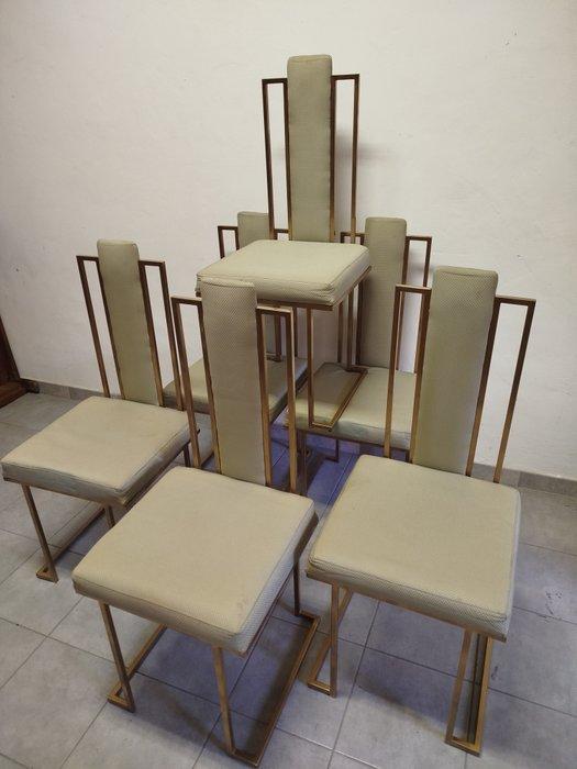 Stoel - IJzer - Zes stoelen in verguld ijzer., Antiek en Kunst, Kunst | Designobjecten