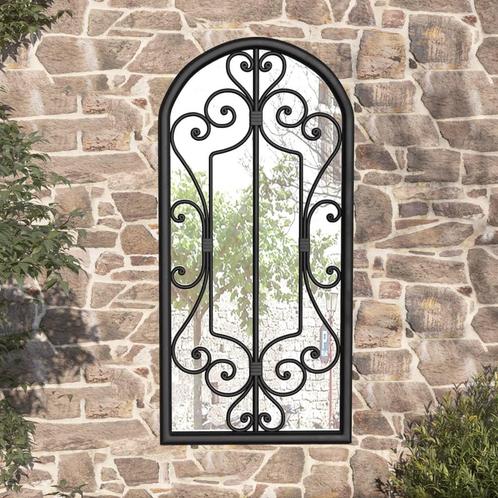 vidaXL Tuinspiegel 100x45 cm ijzer zwart, Huis en Inrichting, Woonaccessoires | Spiegels, Nieuw, Verzenden