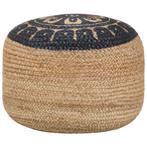 vidaXL Poef handgemaakt 45x30 cm jute blauw, Maison & Meubles, Canapés | Repose-pieds & Poufs, Verzenden