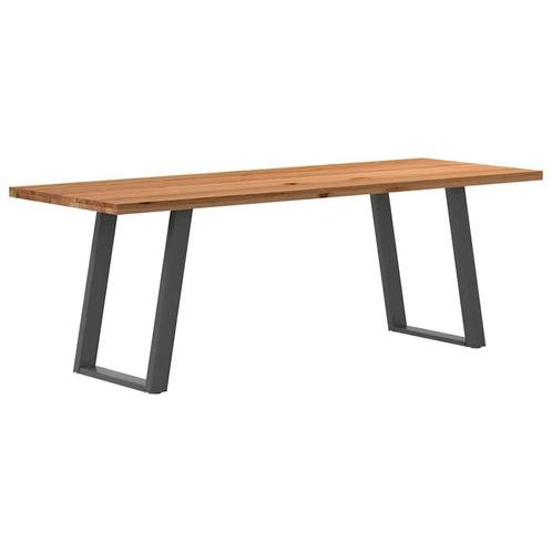 vidaXL Eettafel rechthoekig 220x80x74 cm massief eikenhout, Huis en Inrichting, Tafels | Eettafels, Nieuw, Verzenden