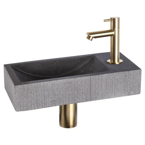 Fonteinset Differnz Ribble Natuursteen 38x18x8 cm Zwart Met, Doe-het-zelf en Bouw, Sanitair, Overige typen, Nieuw, Ophalen of Verzenden