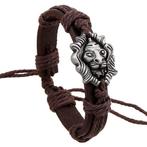 Fako Bijoux® - Armband - Leder - Leeuw - Bruin, Handtassen en Accessoires, Armbanden, Verzenden, Nieuw