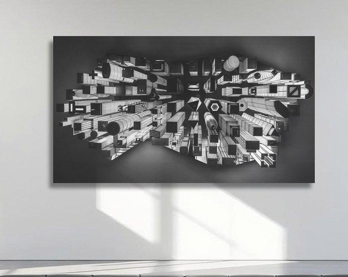 Viktoria Farkas - Ceiling Cityscape - Surreal Black & White, Antiek en Kunst, Kunst | Designobjecten
