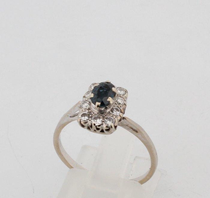 Zonder minimumprijs - Ring - 18 karaat Witgoud Saffier -, Handtassen en Accessoires, Ringen