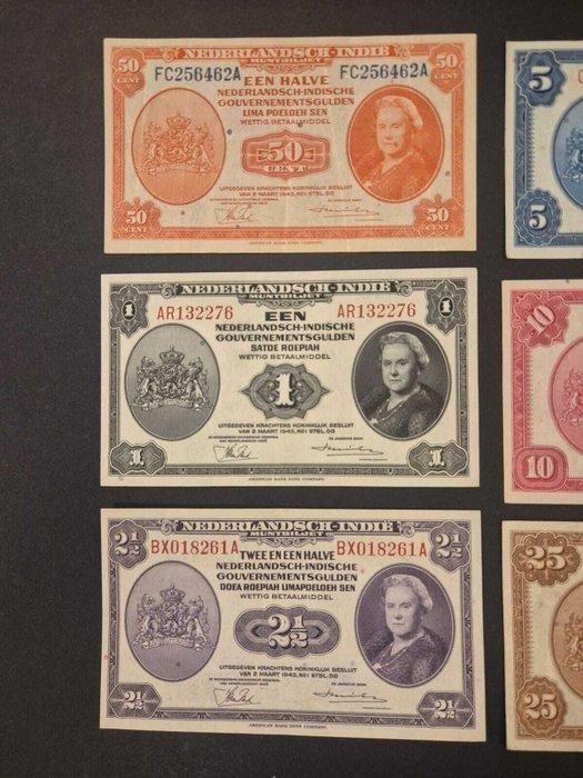 Nederlands-Indië. - 50 cent, 1, 2½, 5, 10, 25, 50 en 100, Postzegels en Munten, Bankbiljetten | Europa | Niet-Eurobiljetten