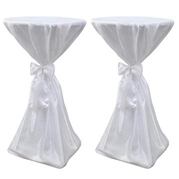 vidaXL Statafelhoes met strik 80cm Wit (2 stuks), Verzenden
