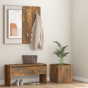 vidaXL Garderobe set bewerkt hout gerookt eikenkleurig, Verzenden