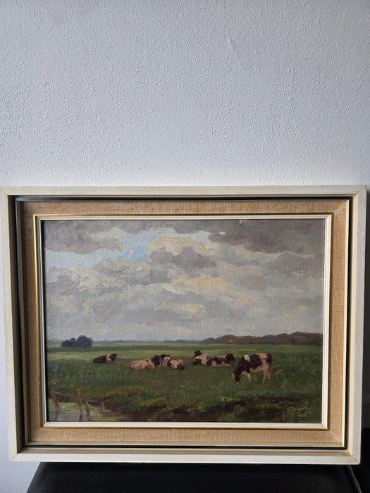 Freek Engel (1872-1958) - Hollands landschap met koeien, Antiek en Kunst, Kunst | Schilderijen | Klassiek