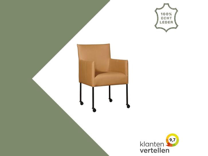Leren eetkamerstoel Desire - Toledo Camel (bruin) - Poten, Huis en Inrichting, Stoelen, Bruin, Eén, Nieuw, Leer, Ophalen of Verzenden