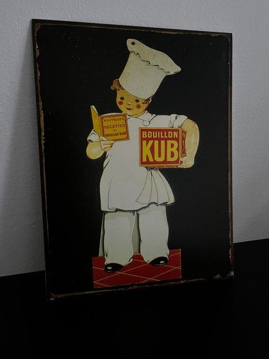 Vintage Bouillon KUB reclamebord – litho op metaal –, Antiek en Kunst, Antiek | Wandborden en Tegels