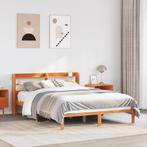 vidaXL Bedframe met hoofdbord massief grenenhout wasbruin, Verzenden, Nieuw