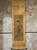 Zijde en rijstpapier aquarel hangende rol – Dame met penseel