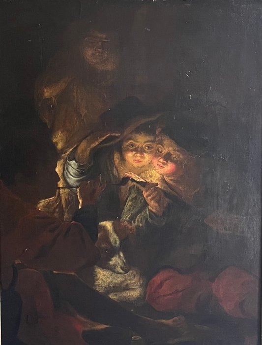 Jacob Jordaens (1593-1678), Seguace di - Giovani fumatori di, Antiek en Kunst, Kunst | Schilderijen | Klassiek