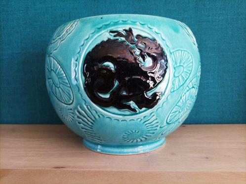 Orchies - Moulin des loups - Vase (1) -  cache pot turquoise, Antiquités & Art, Art | Objets design
