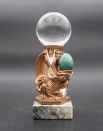 sculptuur, Glazen bol en Chrysokoll Ei op Brons Finish Draak, Antiek en Kunst