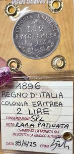 Italië, Italiaans Eritrea Umberto I. 2 Lire 1896, Postzegels en Munten