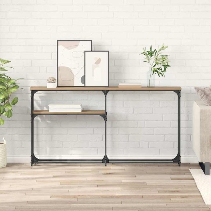 vidaXL Consoltabel Artisan Eiken 145 x 22,5 x 75 cm Bewerkt, Huis en Inrichting, Slaapkamer | Nachtkastjes, Nieuw, Verzenden