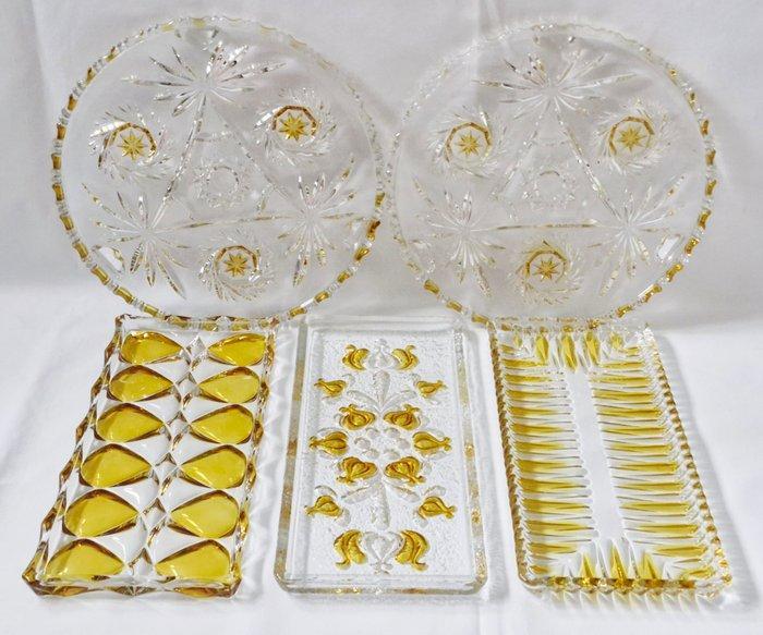 Walther Glas - Tafelservies (5) - Dikke Zware Glas - Platten, Antiek en Kunst, Antiek | Meubels | Tafels