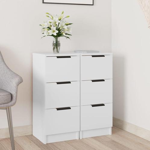 vidaXL Dressoirs 2 st 30x30x70 cm bewerkt hout wit, Huis en Inrichting, Kasten | Dressoirs, Nieuw, Verzenden