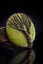 Groene STICHTITE Koperen Manchetarmband – Levensboom