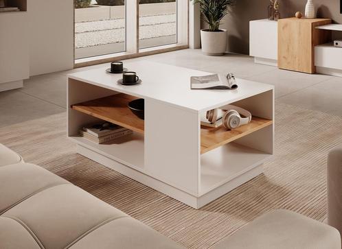 Meubella | salontafel wit rechthoekige tafel, Huis en Inrichting, Tafels | Salontafels, Nieuw, 100 tot 150 cm, Minder dan 50 cm
